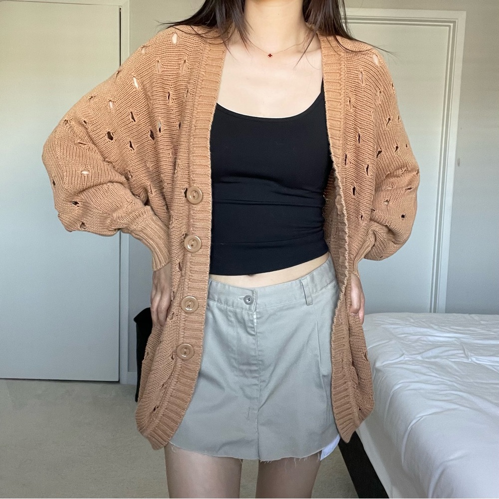 Forever 21 Tan Oversized Cardigan Sweater